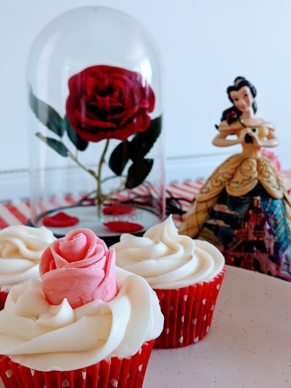 Belle’s Enchanted Rose Red Velvet&nbsp;Cupcakes